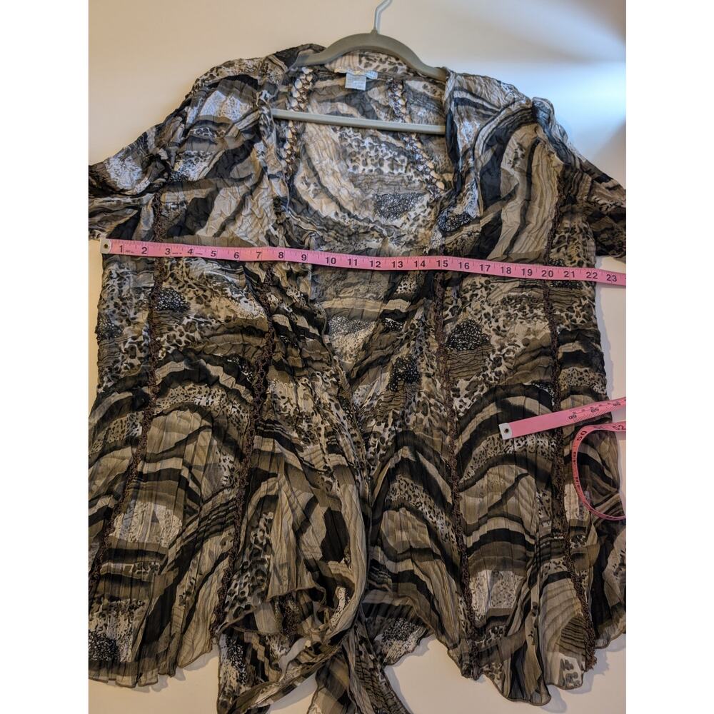 Alberto Makali Cardigan Crinkle Open Front Lace Mixed Animal Print Black Size M - Picture 9 of 10